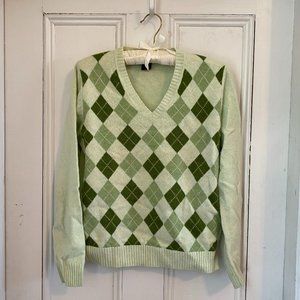 Brooks Brothers Scottish lambswool argyle sweater M green